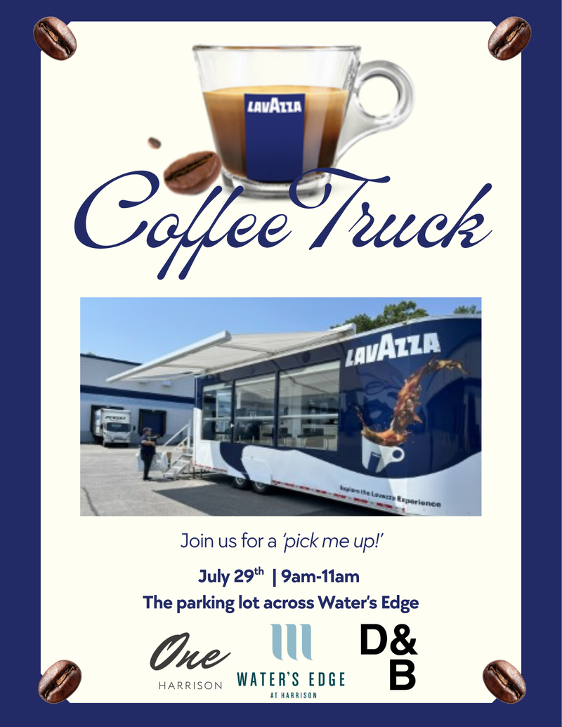 Pop Up Lavazza Coffee Truck — The parking lot across Water's Edge from 9-11am Please express interest - it helps us plan better! Plus, you'll get reminders.