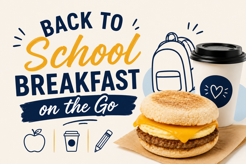Back To School Breakfast on the Go — Kick off the first week of school with a delicious breakfast on us! Stop by on your way out the door to grab a hot breakfast sandwich and start your morning fueled for success. Whether you're heading to school, work, or just starting your day, we'd love to see you for a quick bite and a friendly hello. *While supplies last! Please express interest - it helps us plan better! Plus, you'll get reminders.
