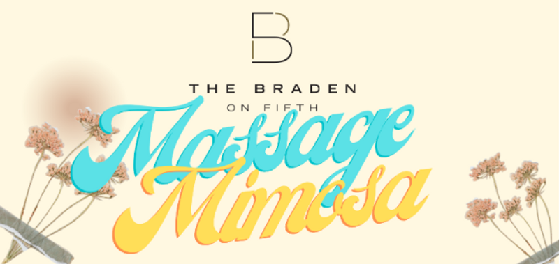 Massage & Mimosa Wellness Social — Treat yourself to an afternoon of relaxation and wellness. Enjoy a complimentary chair massage from the Palmercare team while sipping on mimosas or wine and enjoying light refreshments. Learn helpful tips on spinal health, posture, and overall well-being while connecting with neighbors in a fun and welcoming atmosphere. RSVP TheBradenmgr@greystar.com Please express interest - it helps us plan better! Plus, you'll get reminders.