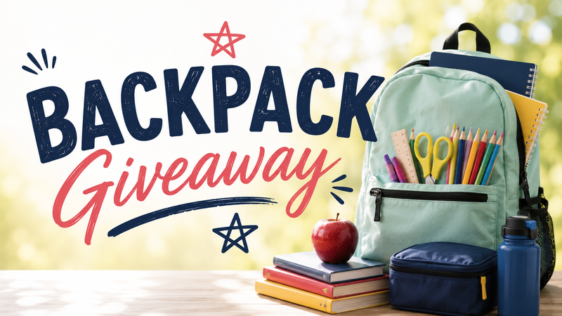 Backpack Giveaway — Let us help you get ready for the new school year! Come by the Community Park to receive a free backpack of some school supplies you’ll need to prep you for the school year. Supplies is limited to one backpack per student and student must be there to collect the backpack! Snacks and refreshments will also be available while we enjoy each other’s company! Please express interest - it helps us plan better! Plus, you'll get reminders.