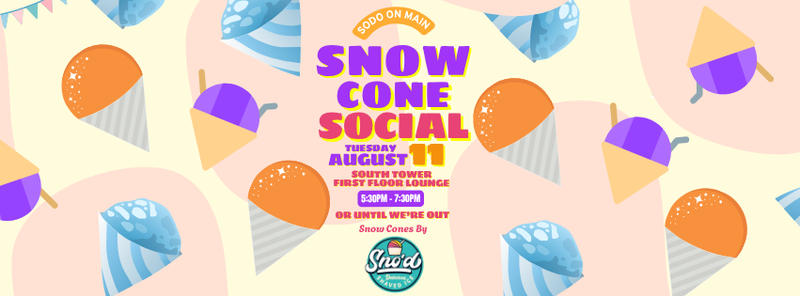 Snow Cone Social  — Join Us in the South Tower City Lounge for a Snow Cone Social! 🍧 Cool off and connect with your neighbors while enjoying delicious shaved ice from Sno'd Delicious Shaved Ice. Choose from a variety of classic flavors and boozy frozen treats as you relax, mingle, and beat the heat. 📍 South Tower City Lounge 🕠 5:30 PM - 7:30 PM (or until supplies last) Don't forget to RSVP! Please express interest - it helps us plan better! Plus, you'll get reminders.