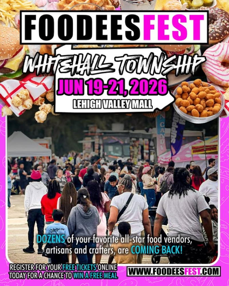 🍴🌎 Out & About LV: FOODEES Food & Culture Festival 🌎🍴 — Mark your calendars for a weekend of incredible food, shopping, and family fun at the FOODEES Food & Culture Festival! 📅 June 19–21, 2026 📍 Lehigh Valley Mall 250 Lehigh Valley Mall Whitehall Township, PA 18052 🕒 Event Hours Friday: 1:00 PM – 9:00 PM Saturday: 11:00 AM – 9:00 PM Sunday: 11:00 AM – 7:00 PM Event Highlights 🚚 40+ Food Trucks & Vendors From BBQ and street tacos to vegan favorites and sweet treats, there’s something for every appetite. 🎨 Artisans & Crafters Shop unique handmade goods, artwork, jewelry, home décor, and gifts from talented makers. 🌍 Food, Culture & Community Celebrate diverse cultures and traditions through food, art, and community in a welcoming, family-friendly environment. ♿ Accessible for Everyone All events offer free on-site parking and are ADA-friendly to ensure easy access for all attendees. Whether you're looking for your next favorite food truck, unique local finds, or a fun outing with family and friends, this festival has something for everyone! 🔗 Learn more: https://www.foodeesfest.com/event/whitehall-pa-2026 #OutAndAboutLV #LehighValleyEvents #FOODEESFest #FoodTruckFestival #LehighValleyMall #WhitehallPA #SupportLocal #FamilyFun Please express interest - it helps us plan better! Plus, you'll get reminders.