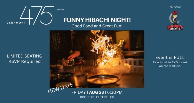 Funny Hibachi Night! — RSVP in the RXO Chat to get on the list. NOT here in COBU. Join us for an evening of great food and entertainment! This exclusive, RESIDENT-ONLY event will feature skilled chefs preparing the cuisine right before your eyes while giving an entertaining performance, creating laughter and enjoyment! This is a (building sponsored) pay-per-head event (FREE to residents). We have exactly 40 seats, so RSVPs are required. Once the list is full, we will create a waitlist in case spaces open up. Please express interest - it helps us plan better! Plus, you'll get reminders.