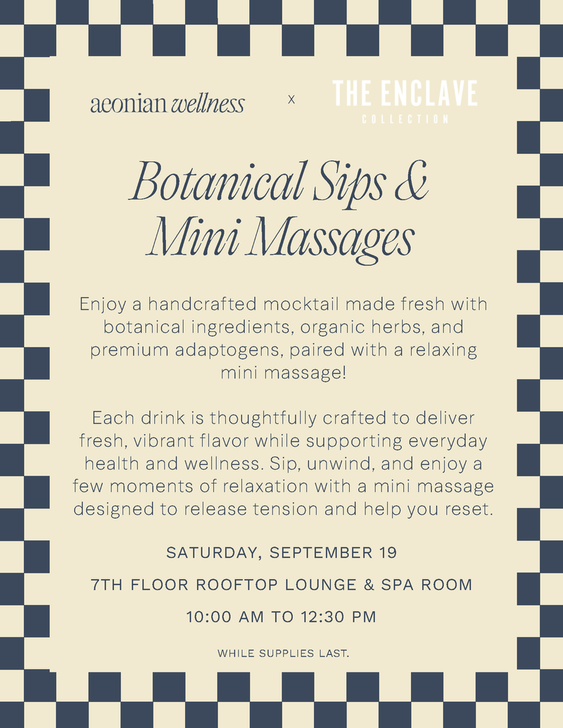 💆‍♀️ Relax • 🍹 Refresh • ✨ Recharge -Mini Massages + Mocktails  — Take a moment to relax and recharge with a Mini Massage & Mocktails Experience at The Enclave Collection. Enjoy a rejuvenating mini massage paired with a refreshing mocktail as you unwind and mingle with neighbors. 🍹💆‍♀️Flyer Made by Vendor. Please express interest - it helps us plan better! Plus, you'll get reminders.