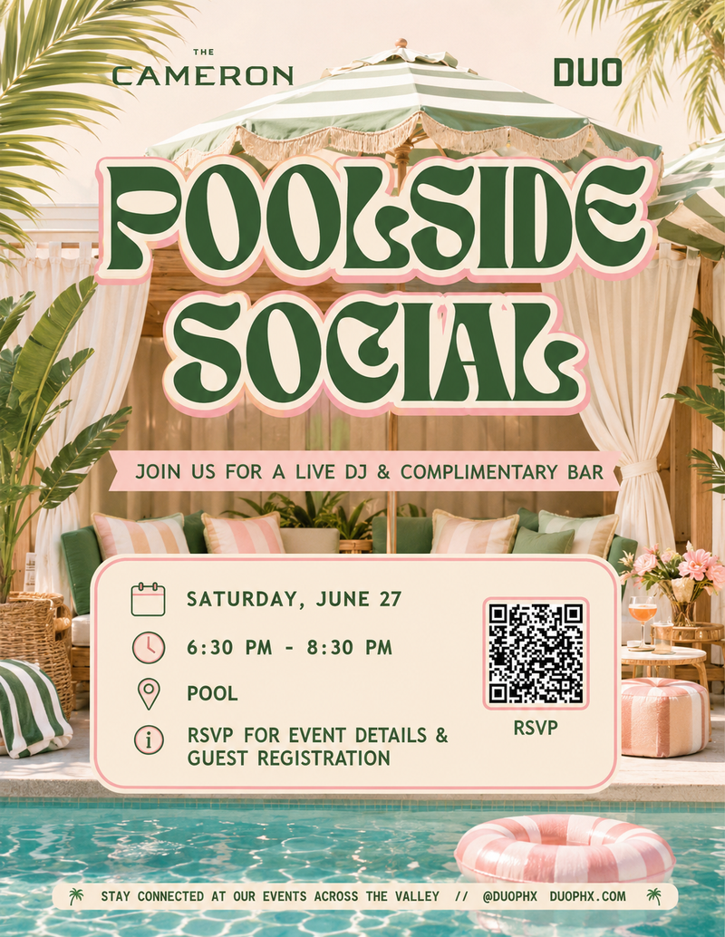 Poolside Social — Pool days are better with friends! 💦✨ Come hang out with us for a poolside social featuring a live DJ, complimentary drinks, and plenty of opportunities to relax, mingle, and make memories. Grab your sunscreen and meet us by the pool! 🎵🍹☀️ Please express interest - it helps us plan better! Plus, you'll get reminders.