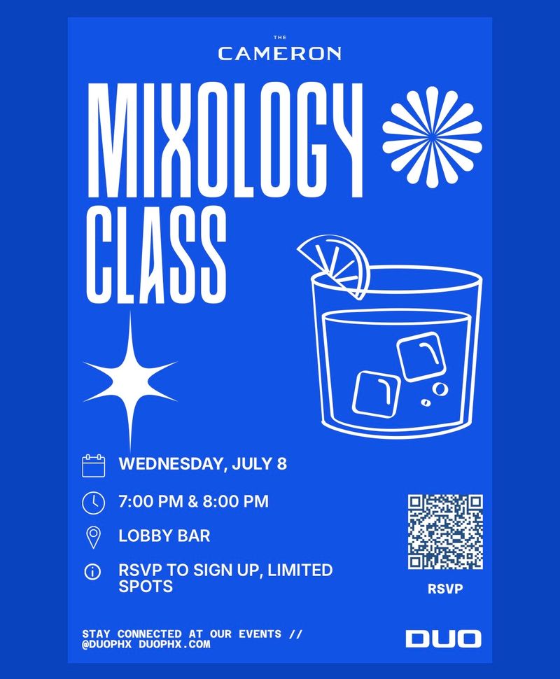 🍸 Mixology Class at The Cameron — Shake things up with us at our complimentary Mixology Class! Learn how to craft a signature cocktail while picking up tips and techniques you can use at home. 📅 Wednesday, July 8 🕖 Sessions: 7:00 PM & 8:00 PM 📍 Maker's Space Clubhouse Space is limited, so be sure to RSVP to reserve your spot. We look forward to mixing, sipping, and spending the evening together! Please express interest - it helps us plan better! Plus, you'll get reminders.