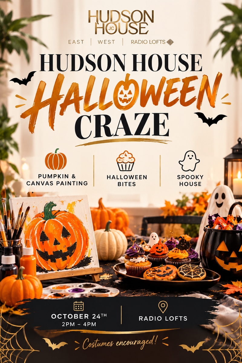 Family Halloween Craze — Bring the whole family out for an afternoon of Halloween fun! We are taking up space in Radio Lofts with activities: Room #1: Arts & Crafts + Refreshments mini pumpkin painting canvas painting Mocktails & more.. Room #2: Experience our Spooky House set-up and pick up Halloween candy treats before heading out!