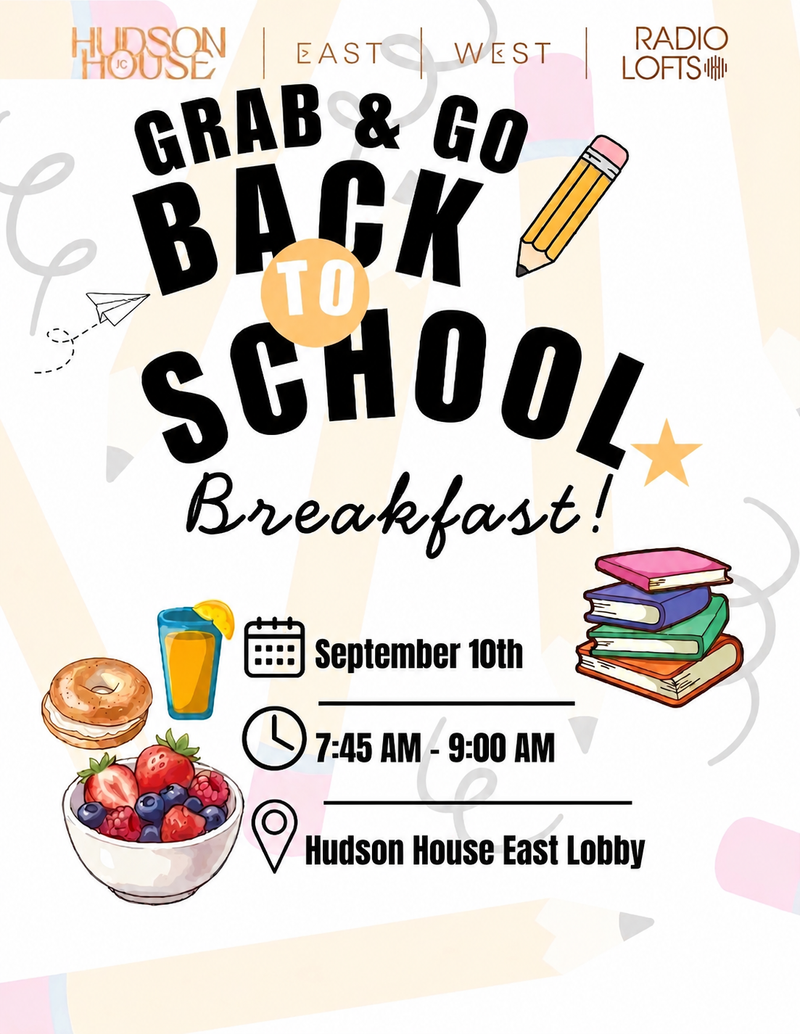 Back to School Breakfast — Kick off the new school year with a delicious morning bite! Join us in the lobby for a complimentary Back to School Breakfast provided by Your Coffee Break. Grab a fresh coffee, breakfast treat, and connect with your neighbors before starting your day. Please express interest - it helps us plan better! Plus, you'll get reminders. Photography & Video Notice Please be advised that photography and video may be captured during resident events for marketing and promotional purposes. Images and footage may be used across RXR's marketing channels, including social media, websites, digital communications, advertisements, and other promotional materials. If you prefer not to be photographed or included in any marketing materials, please notify the Property Manager or an onsite team member before or during the event. We will note your account and make every reasonable effort to respect your preference. Thank you for being part of our community!
