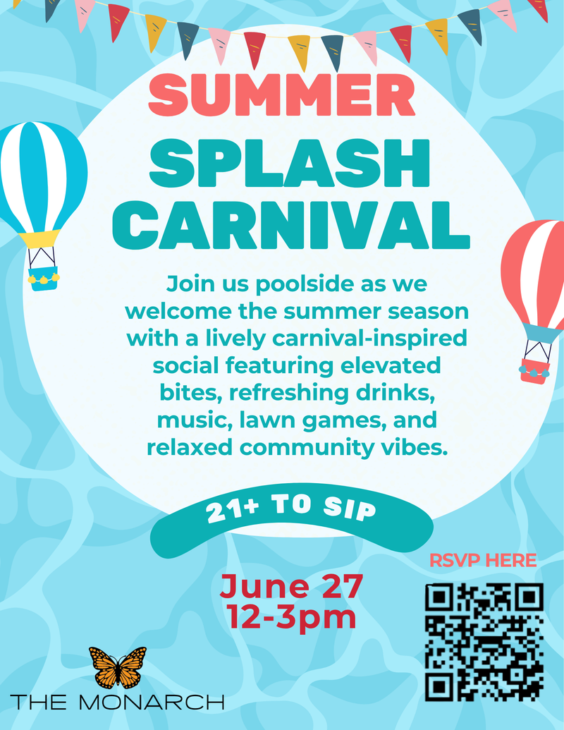 Summer Splash Carnival — Join us poolside as we welcome the summer season with a lively carnival-inspired social featuring elevated bites, refreshing drinks, music, lawn games, and relaxed community vibes. 21+ to sip Please express interest - it helps us plan better! Plus, you'll get reminders.