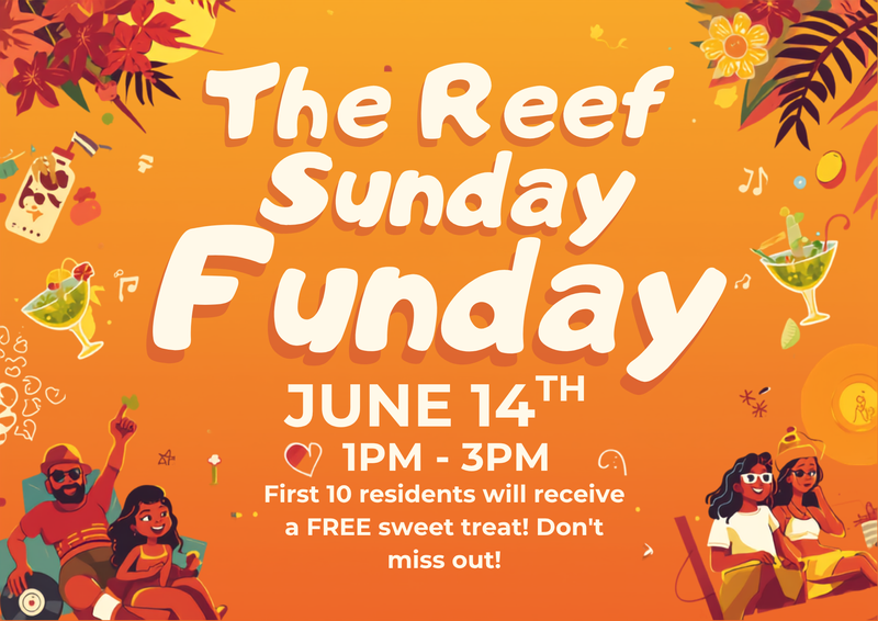 Sunday Funday — Spend your Sunday with neighbors, good vibes, and summer fun at our Sunday Funday celebration! Enjoy music, refreshments, and a relaxing afternoon around the community. Be sure to arrive early—the first 10 residents will receive a free sweet treat. Please express interest - it helps us plan better! Plus, you'll get reminders.