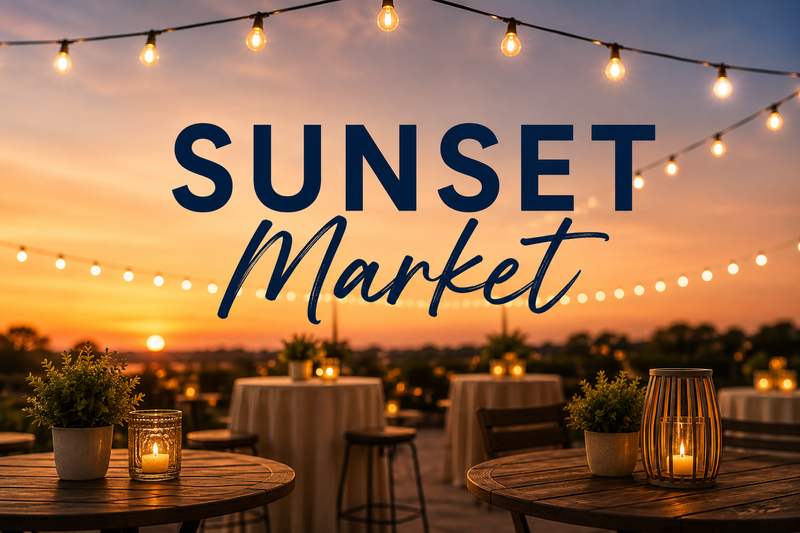 Sunset Market — Join us for our annual Sunset Market! Browse local vendors, enjoy delicious food and drinks, listen to live music, play lawn games, and enter for exciting raffle prizes while spending the evening with your neighbors. Please express interest - it helps us plan better! Plus, you'll get reminders.