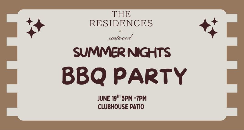 Summer Nights BBQ! — We are kicking off the warm weather with a BBQ! Come join us for an unforgettable night of grilled favorites, refreshing drinks, and festive fun! Friday June 19th 5pm to 7pm Please express interest - it helps us plan better! Plus, you'll get reminders.