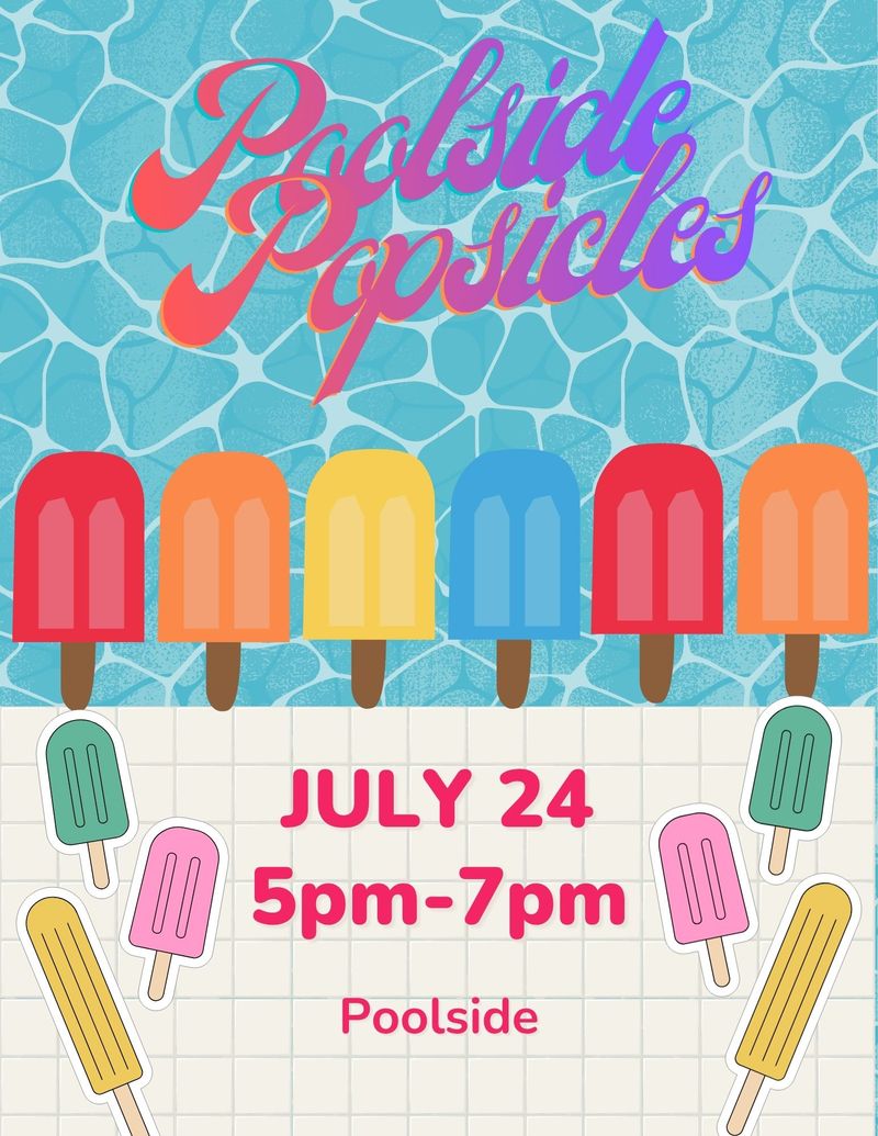 Poolside Popsicles — ☀️🍧 POOLSIDE POPSICLES IS HERE! 🍧☀️ Nothing says summer like sunshine, cool water, and a FREE popsicle! 🌴😎 Join us by the pool for Poolside Popsicles and grab a refreshing frozen treat while you kick back, catch some rays, and enjoy the summer vibes with your neighbors. 🌊🍓🍊 🏖️ Lounge by the pool 🍭 Enjoy FREE popsicles 😎 Soak up the sunshine ✨ Make the most of your summer! Bring your swimsuit, your friends, and your best summer attitude—we'll take care of the popsicles! 💙🍦 📍 Sterling at Stonecrest Pool See you poolside! 🌞💦 Please express interest - it helps us plan better! Plus, you'll get reminders.