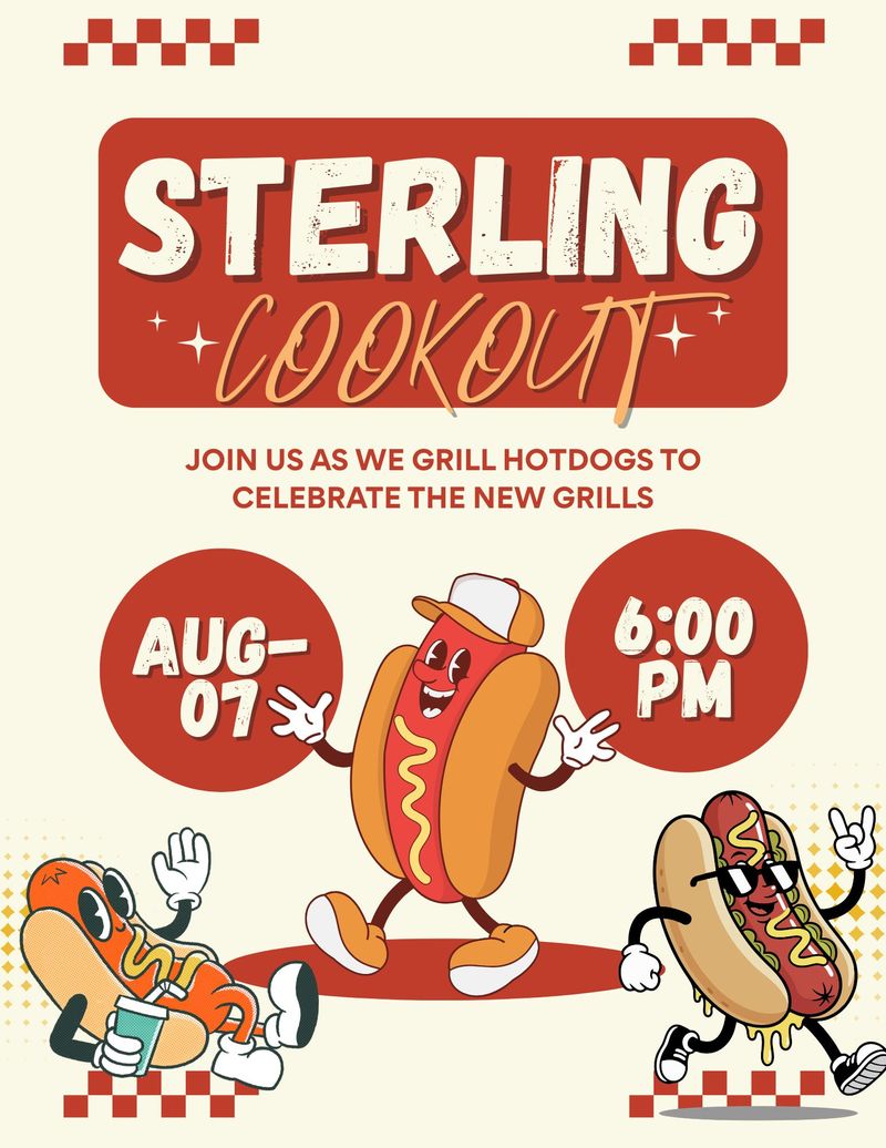Sterling Cookout — 🔥🌭 STERLING COOKOUT IS ON! 🌭🔥 We're firing up our brand-new community grills and celebrating the best way we know how—with FREE hot dogs for our amazing residents! 🎉 Come hang out, grab a hot dog fresh off the grill, meet your neighbors, and help us break in our new grilling stations. Whether you're stopping by for lunch or just want to enjoy the summer vibes, we'd love to see you there! 🌭 Free Hot Dogs 🔥 Brand-New Grills 😎 Great Food • Great Neighbors • Great Time We'll be grilling until the hot dogs are gone, so don't miss out! See you at the Sterling Cookout! 🌞🎈 #SterlingAtStonecrest #SterlingCookout #ResidentEvents #CommunityFirst #GrillAndChill #SummerVibes #ApartmentLiving #SmyrnaTN Please express interest - it helps us plan better! Plus, you'll get reminders.