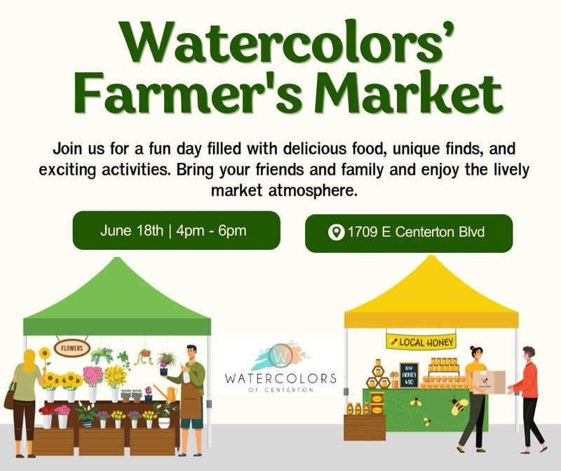 Watercolors’ Farmer’s Market — Shop local and enjoy an afternoon at the Watercolors’ Farmer’s Market. Browse fresh flowers, local honey, specialty foods, and unique vendor offerings while connecting with neighbors and supporting local businesses. Bring your friends and family and enjoy the lively market atmosphere. Please express interest - it helps us plan better! Plus, you'll get reminders.