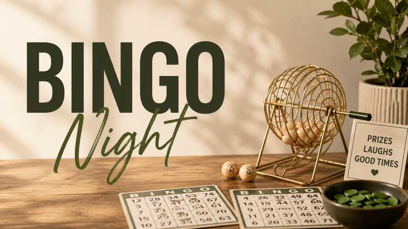Bingo Night — Join your neighbors for an evening of bingo, prizes, and plenty of laughs! Bring a friend or come meet someone new as you compete for fun prizes and enjoy a night of friendly competition. Please express interest - it helps us plan better! Plus, you'll get reminders.