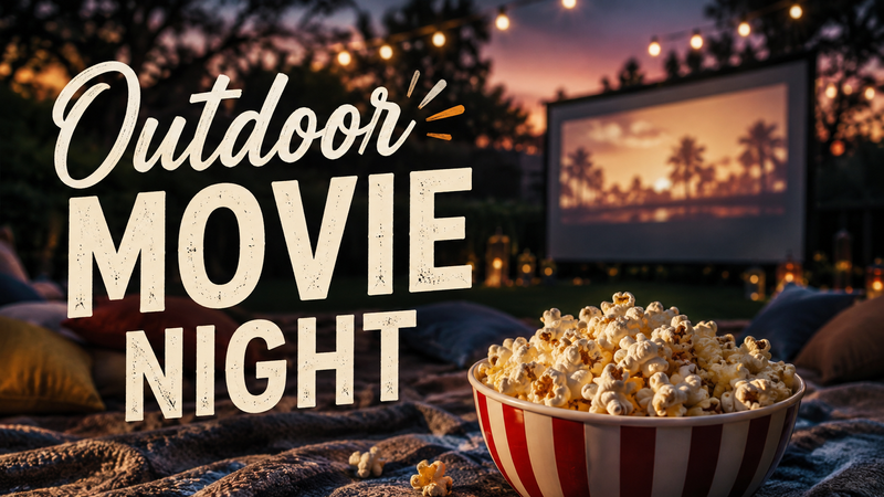 Outdoor Movie Night — Join your neighbors for an Outdoor Movie Night! Settle in and enjoy a community movie night that’s fun for all ages. Time TBD Please express interest - it helps us plan better! Plus, you'll get reminders.