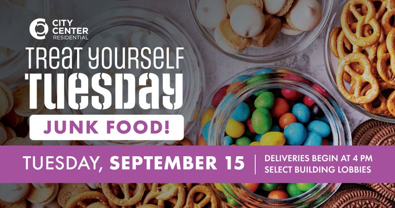 Treat Yourself Tuesday: Junk Food! — It's back to school season so why not treat your inner child with some good old-fashioned junk food! A variety of junk food treats (think Doritos, Oreos, Chips Ahoy, Dunkaroos) will be delivered on Tuesday, September 15 beginning at 4 p.m. and will be available first-come, first-served. Deliveries will begin at 4 p.m. at 1010 and make their way through the list in order below and will aim to be all set up by 6 p.m. Junk food will be in the lobbies of the following locations: 1010 Cityplace HUB Center Square Lofts East Walnut Street Commons 520 Lofts The Hive STRATA West The Standard Please express interest - it helps us plan better! Plus, you'll get reminders.