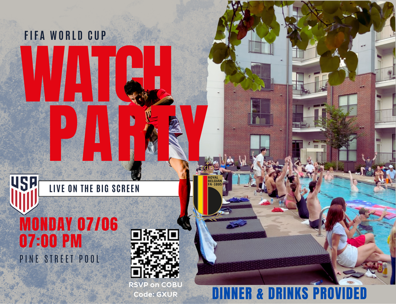 Poolside World Cup Round of 16 Watch Party — We can't jinx our team, so we are running it back for another night swim as we watch Team USA takes on Belgium. The game starts at 7pm, and we'll have dinner and drinks for the occasion. Whether you want to enjoy the match in the pool or from a dry seat around it, we can't wait to cheer on our team with our neighbors and friends.