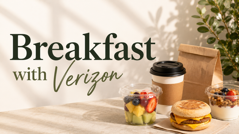 Breakfast Grab & Go with Verizon — Start your day with something tasty! Swing by for a quick grab-and-go breakfast to fuel your morning and say hello to Verizon! 🥤 First come, first served