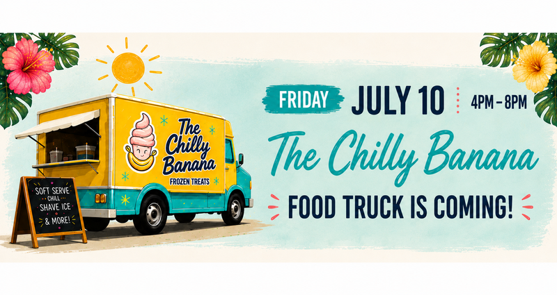 The Chilly Banana Food Truck — Cool off with a sweet treat from The Chilly Banana Food Truck! Stop by for frozen favorites and enjoy a refreshing summer snack. Please express interest - it helps us plan better! Plus, you'll get reminders.