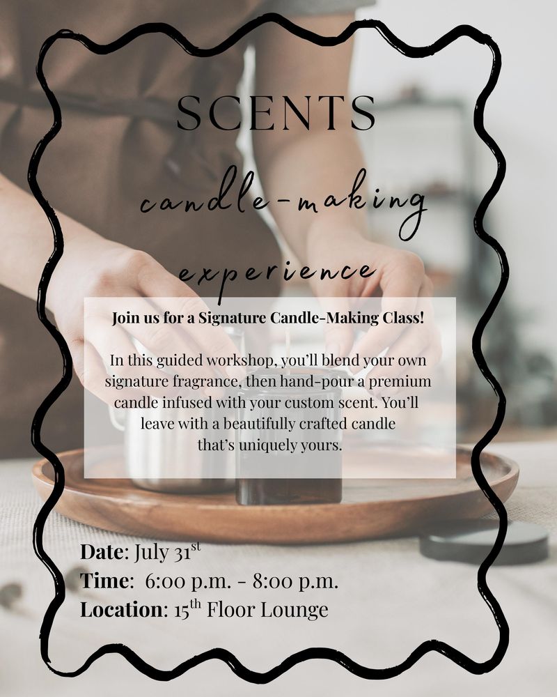 Candle Making Experience  — Hi Sienna Residents, Looking for a fun way to spend your evening? Join your neighbors for a relaxing night of creativity, conversation, and a little something to take home. We can't wait to see you there! Please express interest - it helps us plan better! Plus, you'll get reminders.