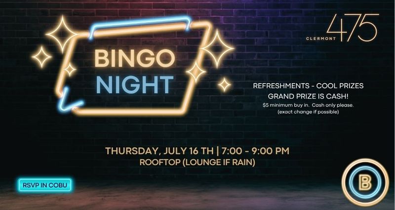 Bingo Night! — Join us for a fun night of Bingo! Refreshments, Fun, Prizes!
