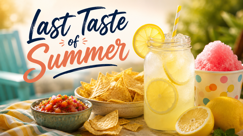 Last Taste of Summer — Savor the last taste of summer! Stop by and enjoy some refreshing lemonade, tasty chips, and a sweet summer treat before the season comes to an end. Please express interest - it helps us plan better! Plus, you'll get reminders.