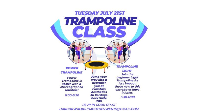 Power Trampoline Class — Power Trampoline is a faster paced workout with a choreographed rountine! Please express interest - it helps us plan better! Plus, you'll get reminders.