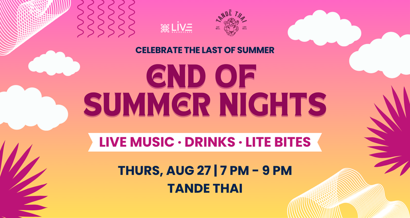 End of Summer Nights — Join us as we say goodbye to summer with great company, refreshing drinks and good vibes! Each resident will receive one complimentary drink ticket. We can't wait to celebrate with you! Please express interest - it helps us plan better! Plus, you'll get reminders.