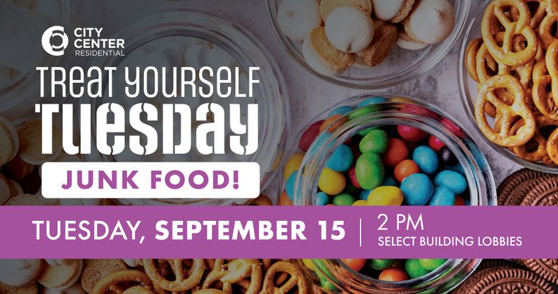 Treat Yourself Tuesday: Junk Food! — It's back-to-school season, so why not treat your inner child with some good old-fashioned junk food! A variety of junk food treats (think Doritos, Oreos, Chips Ahoy, Dunkaroos) will be available in your building's lobby on Tuesday, September 15, beginning at 2 p.m., and will be available on a first-come, first-served basis. Please express interest - it helps us plan better! Plus, you'll get reminders.