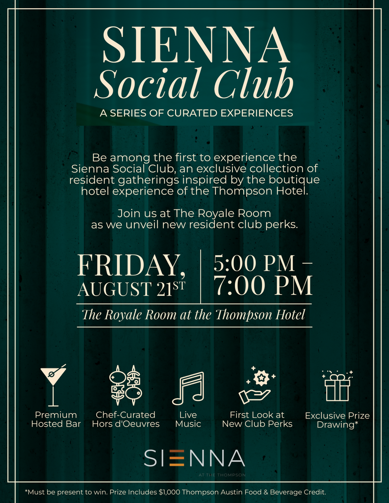 Sienna Social Club — Join us at the Royale Room as we Unveil new resident club perks Please express interest - it helps us plan better! Plus, you'll get reminders.