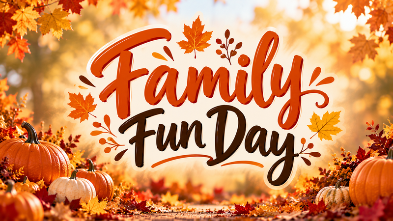 🎨 Fall Family Fun Day — Join us for a fun-filled 'Fall Family evening' with exciting activities. Bring your family and friends for a joyful evening of laughter, connection, and community.