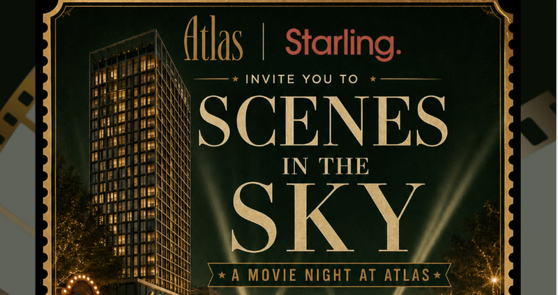 Scenes in the Sky: Movie Night at Atlas — Enjoy an evening under the stars with your neighbors at Atlas Sky Lounge Rooftop. Relax with popcorn and treats, take in the skyline, and settle in for an outdoor movie. Arrive early to grab a good seat before the movie begins. *Movie starts at 7 PM RSVP via Cobu. Please express interest - it helps us plan better! Plus, you'll get reminders.