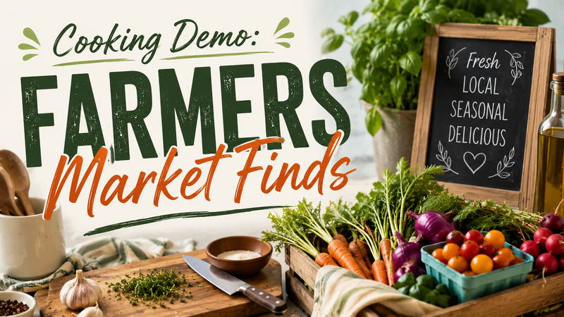 Cooking Demo: Farmers Market Finds — Join Chef Maureen for a hands-on cooking demonstration featuring Farmers Market Finds. Come learn, connect, and enjoy an evening centered around fresh seasonal ingredients. Spots are limited to RSVP today! Please express interest - it helps us plan better! Plus, you'll get reminders.